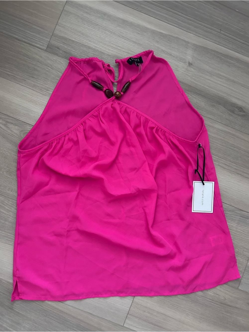 1. State Hot Pink Halter Tank with Bead Detail